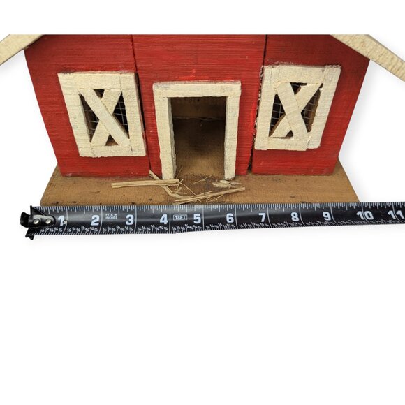 Vintage 1998 Garden Gate Designs Red & White Wood Barn Birdhouse Never Used 12" - Picture 10 of 12